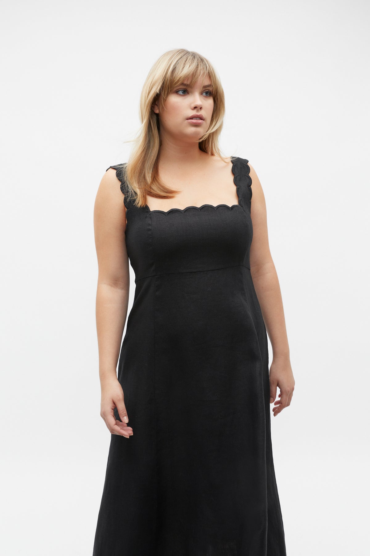 Scallop Swing Midi Dress