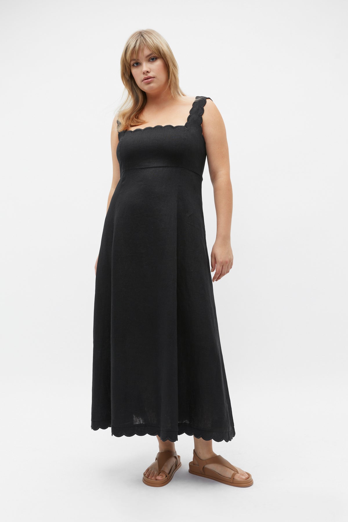 Scallop Swing Midi Dress