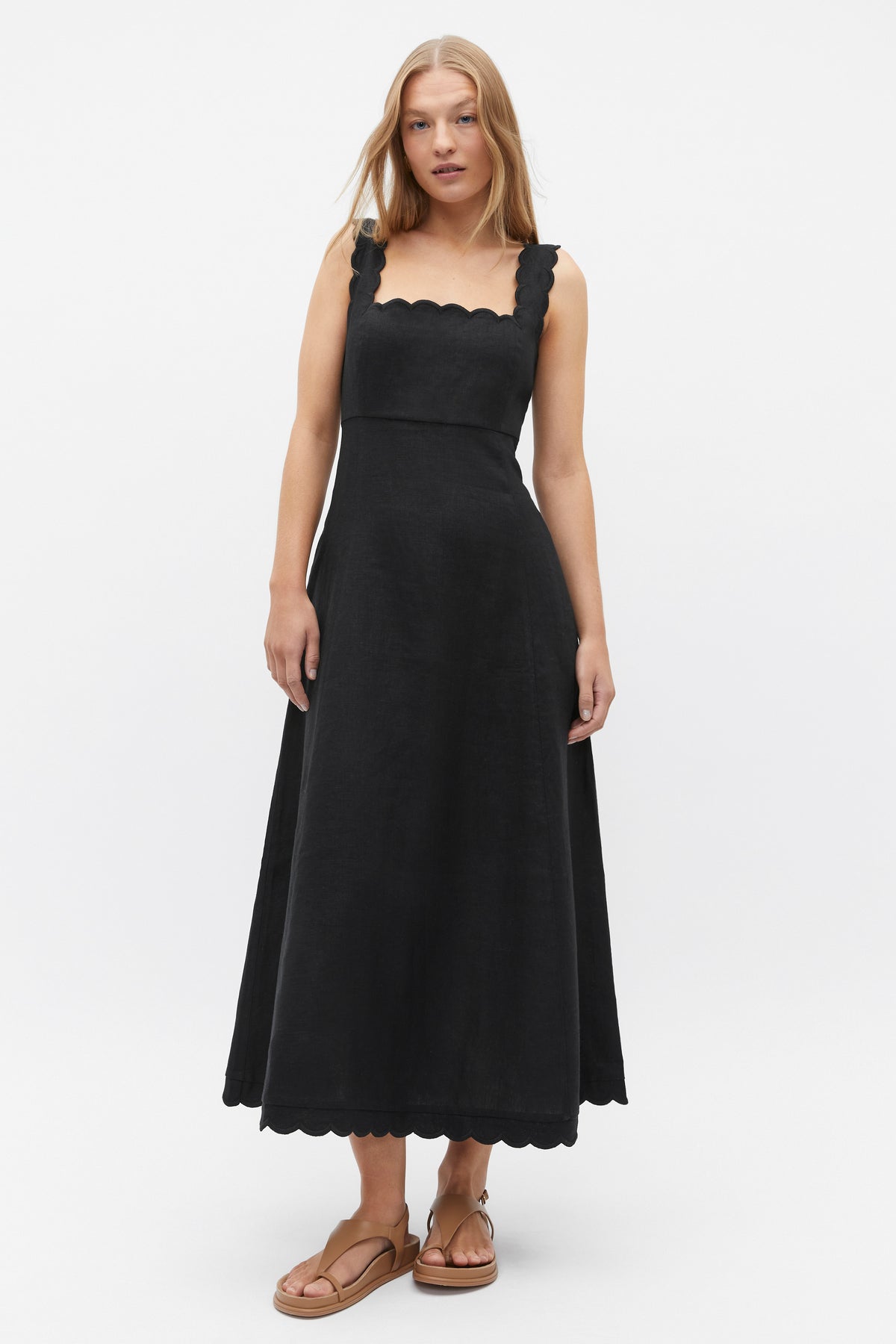Scallop Swing Midi Dress
