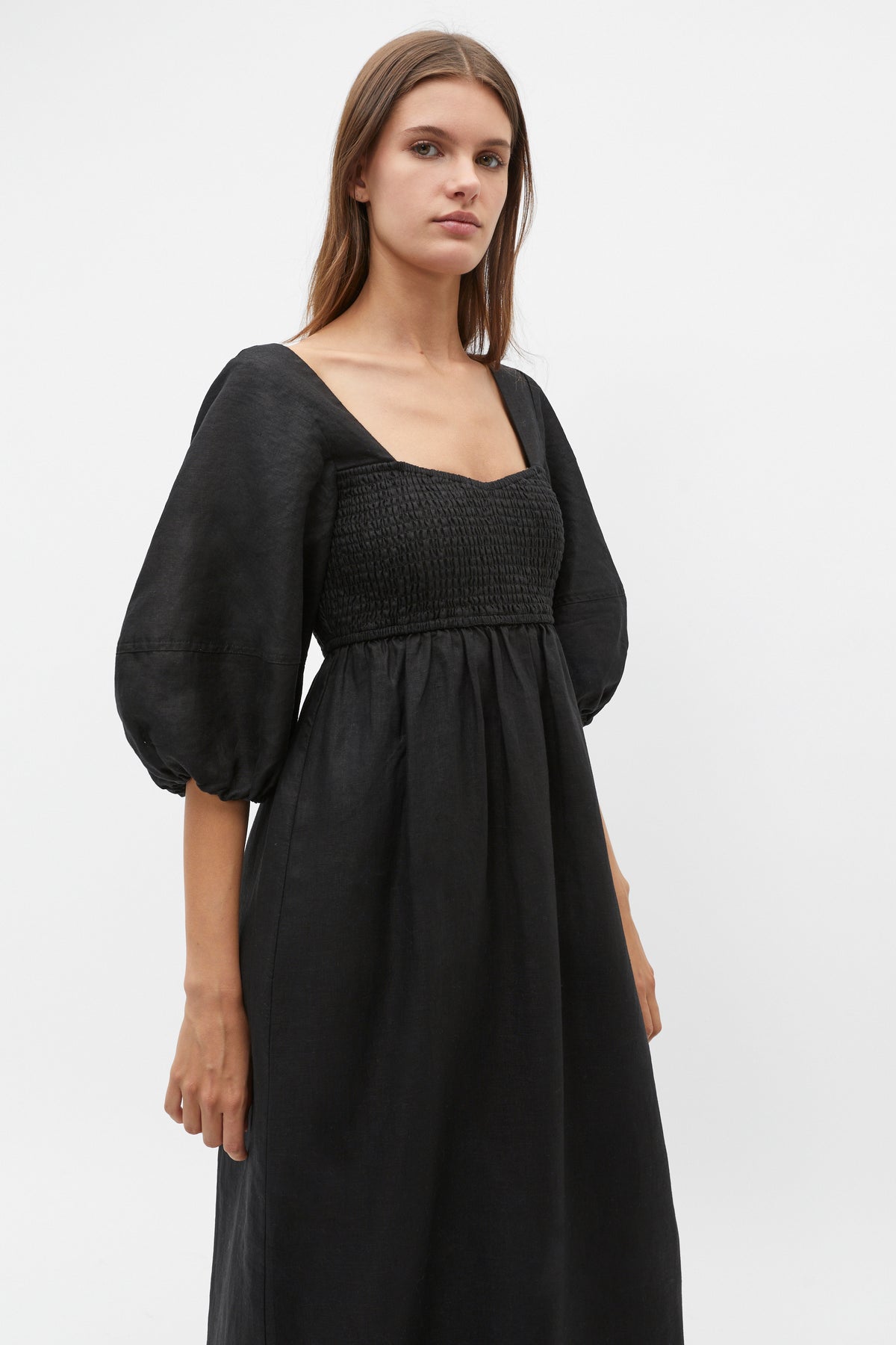 Linen Puff Sleeve Sun Dress