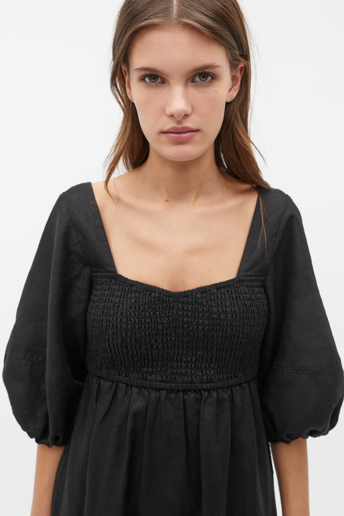 Linen Puff Sleeve Sun Dress