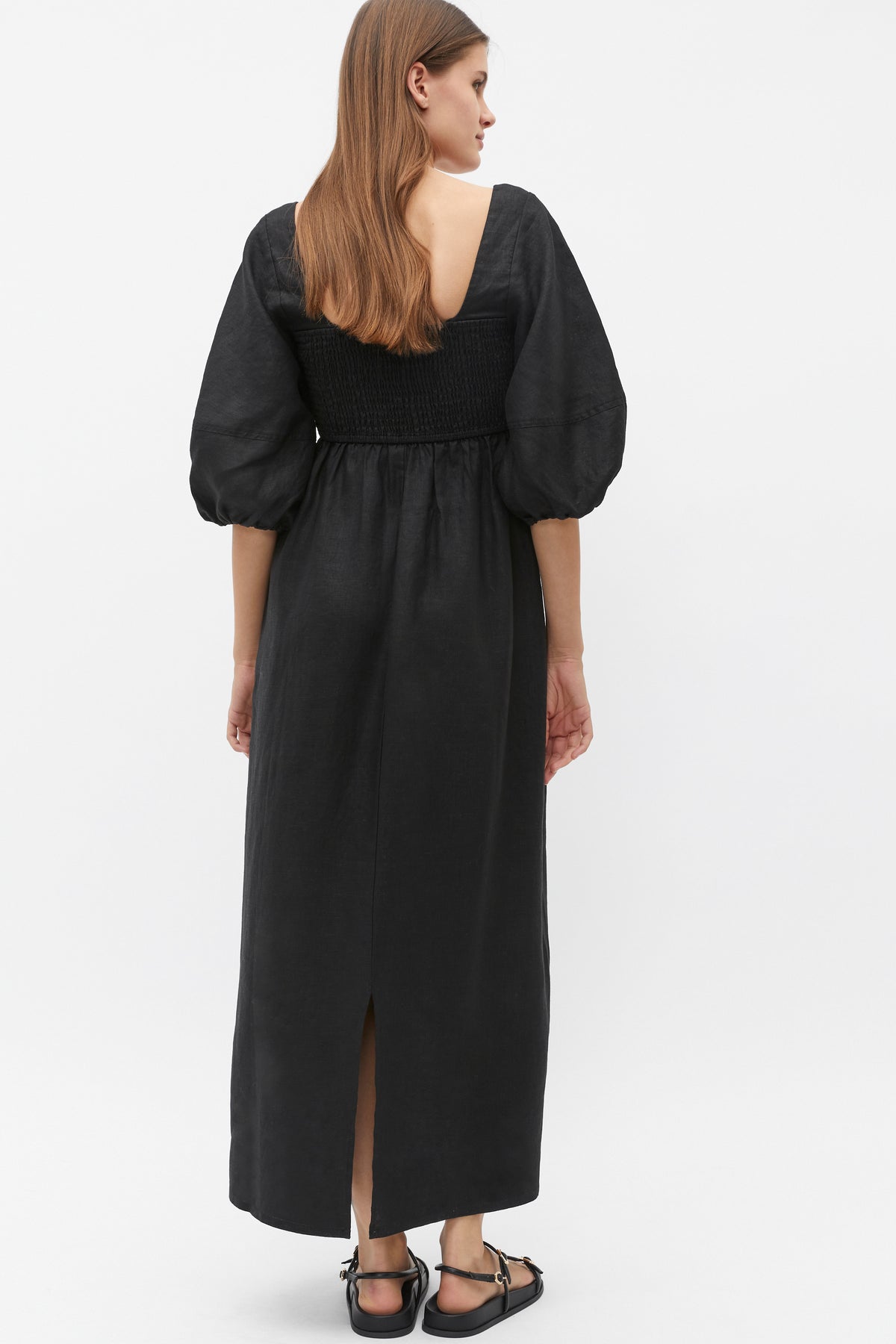 Linen Puff Sleeve Sun Dress