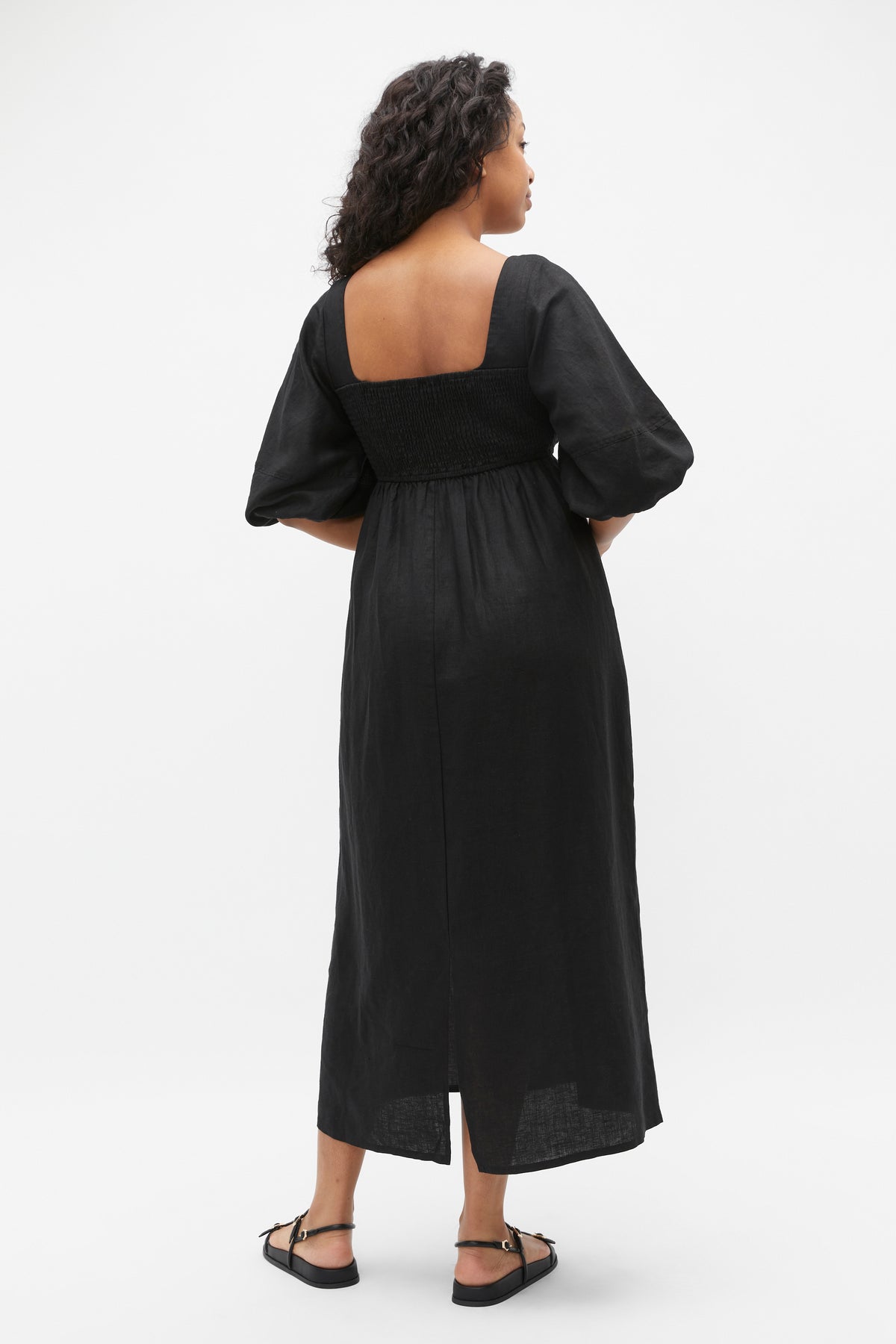 Linen Puff Sleeve Sun Dress