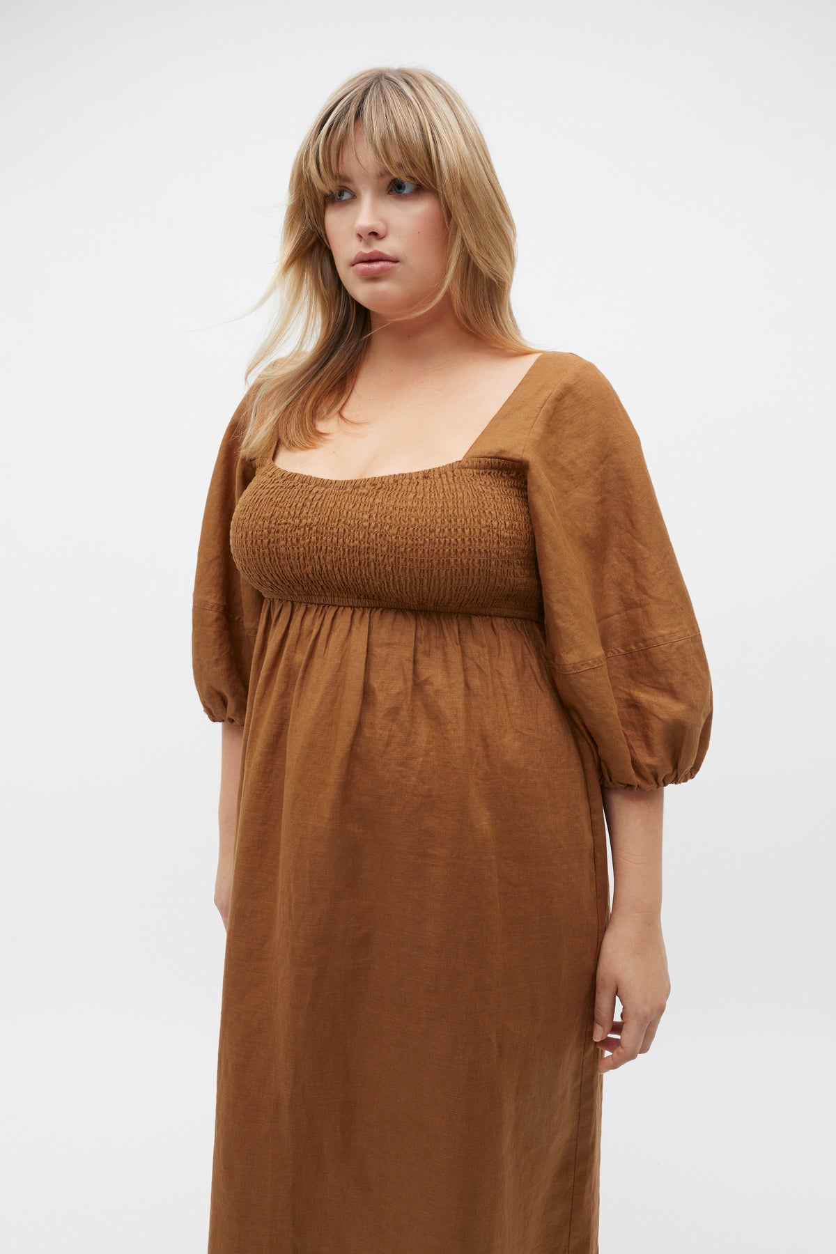 Linen Puff Sleeve Sun Dress