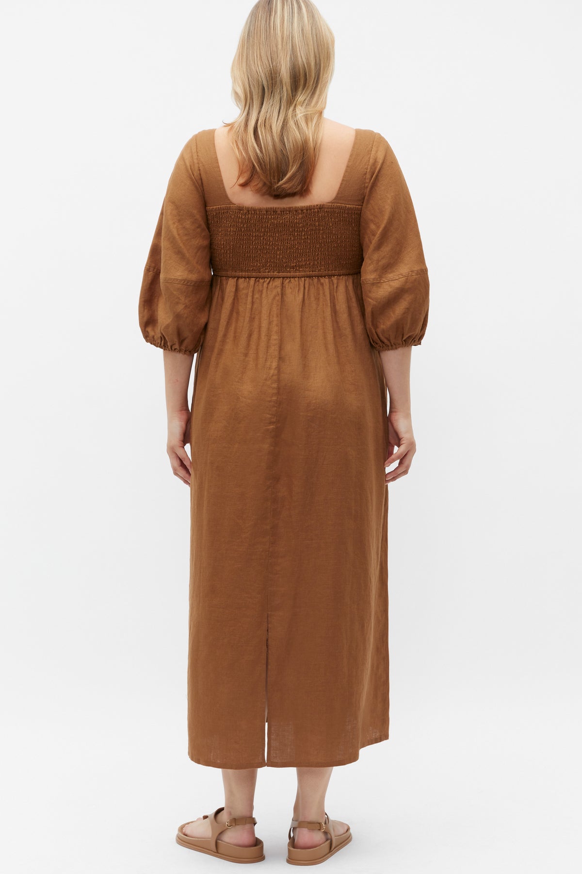 Linen Puff Sleeve Sun Dress