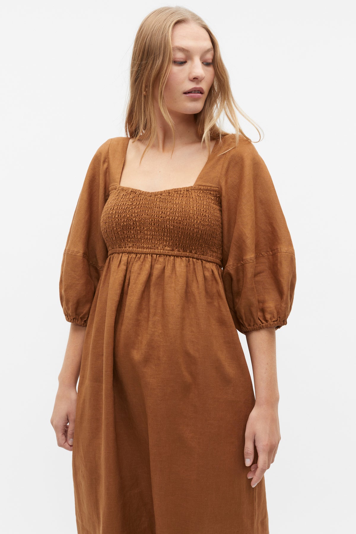 Linen Puff Sleeve Sun Dress