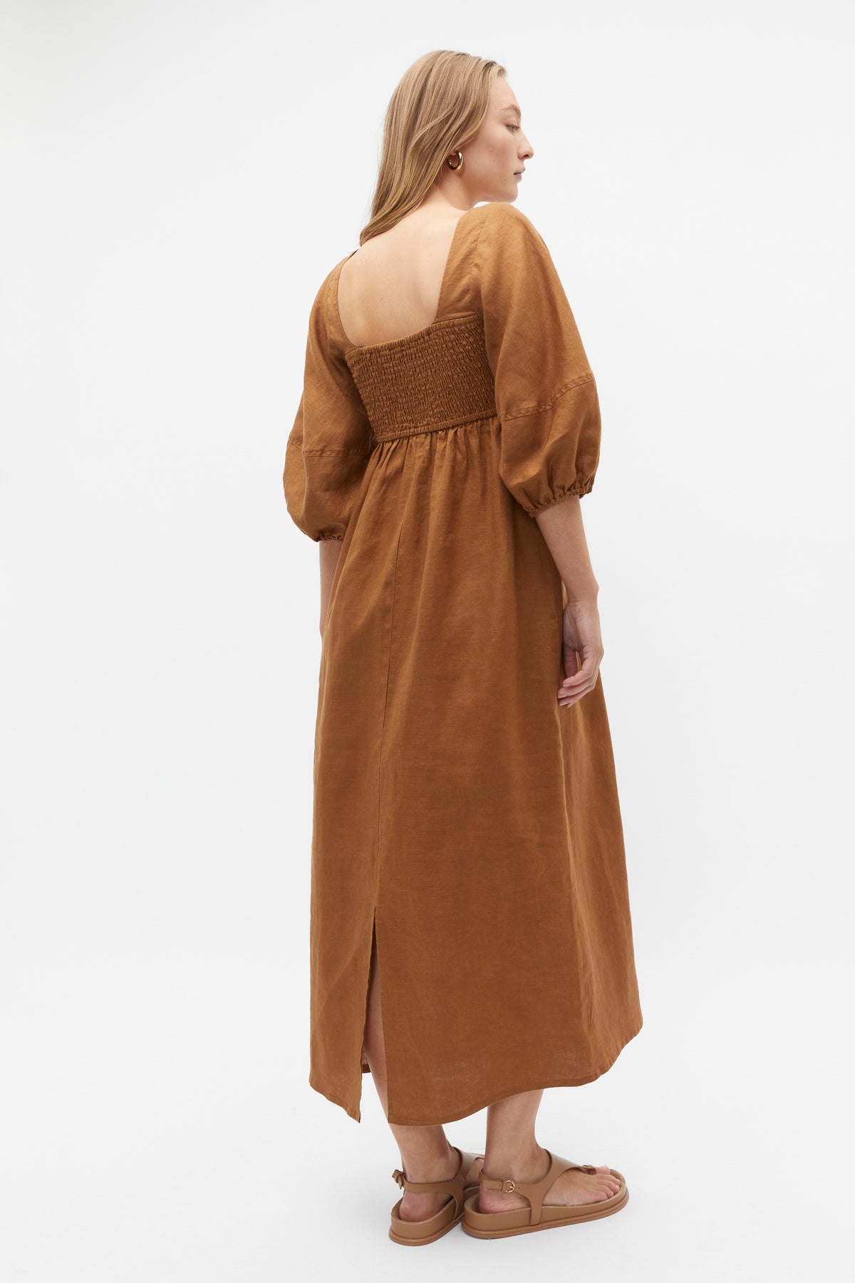 Linen Puff Sleeve Sun Dress