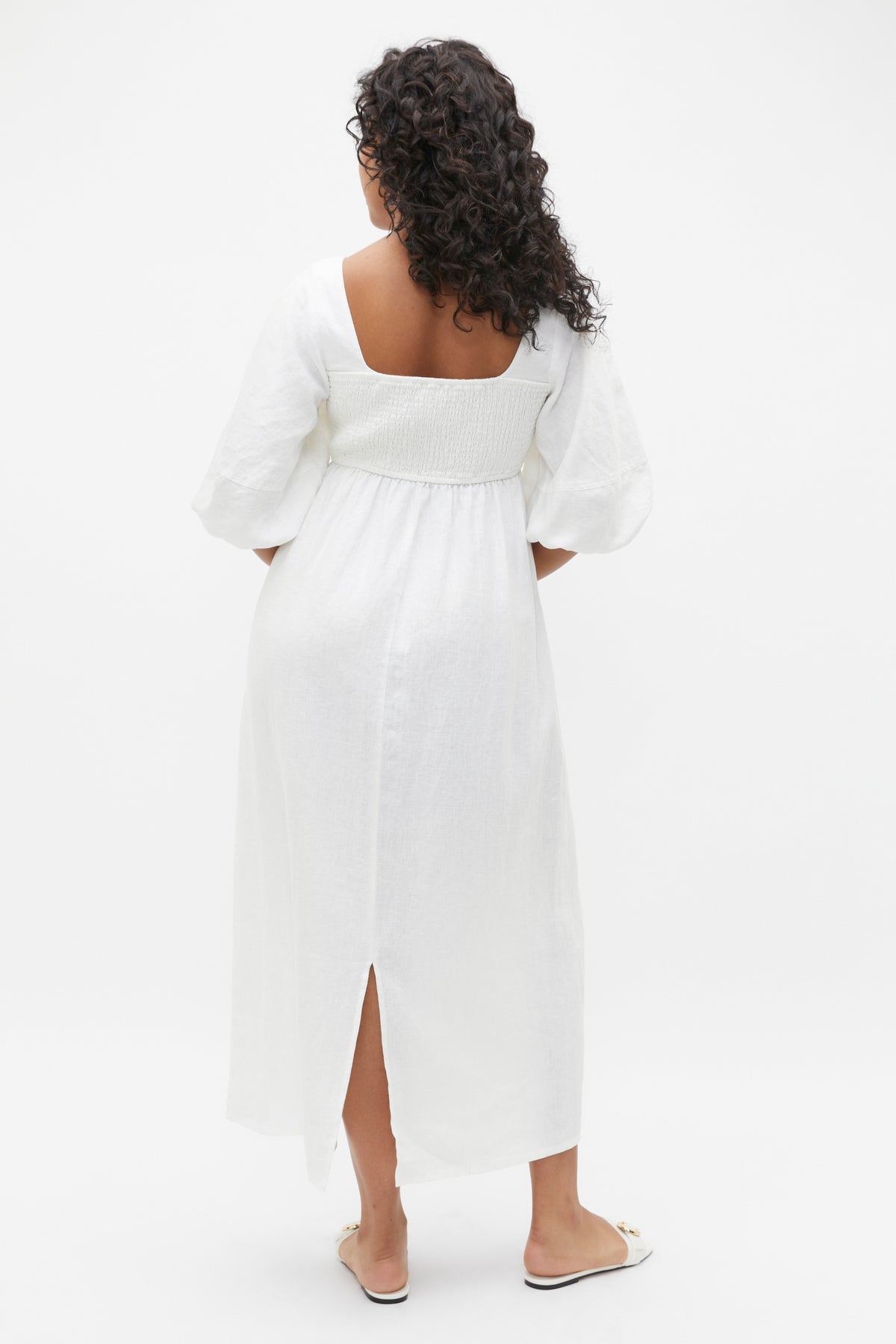 Linen Puff Sleeve Sun Dress