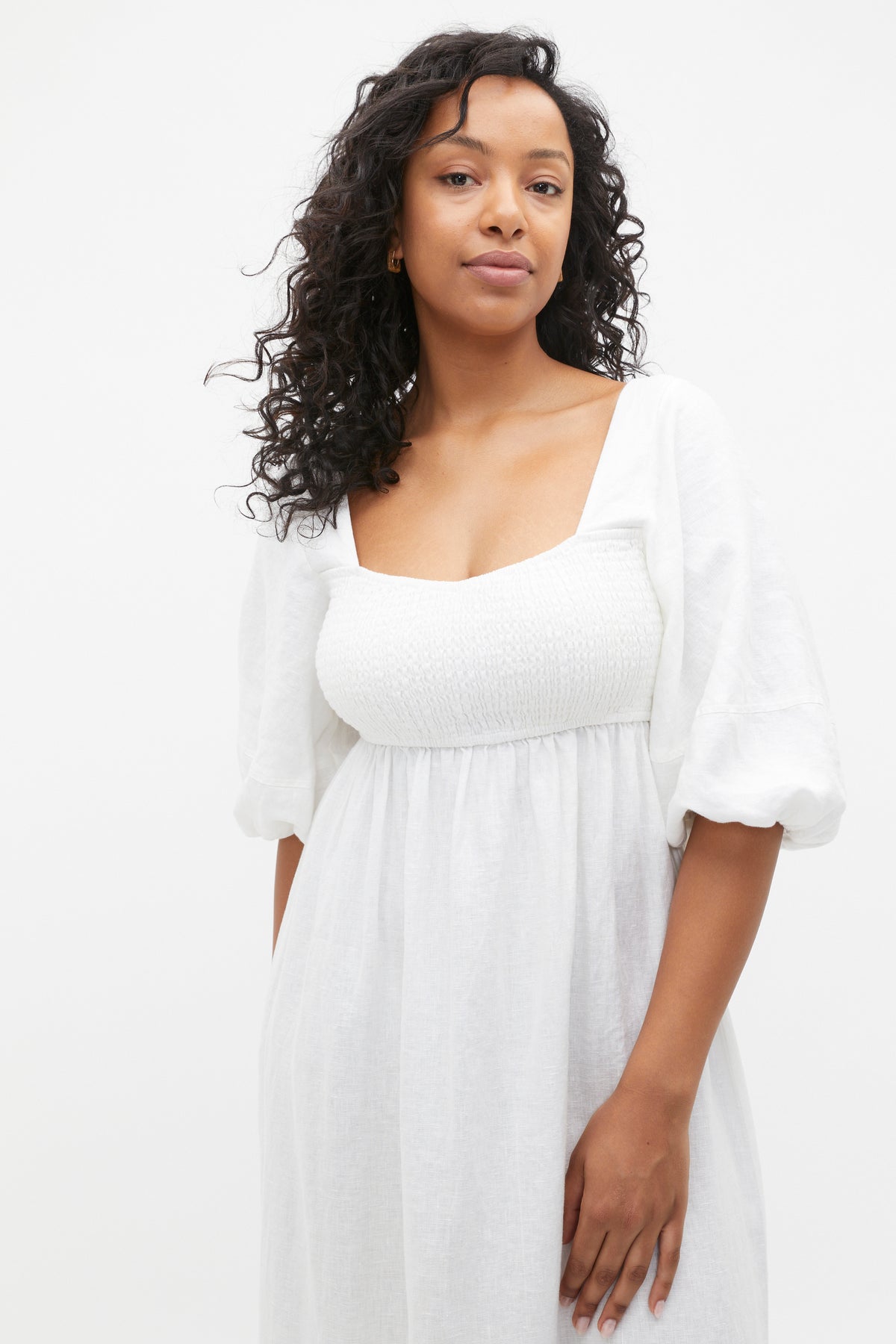 Linen Puff Sleeve Sun Dress