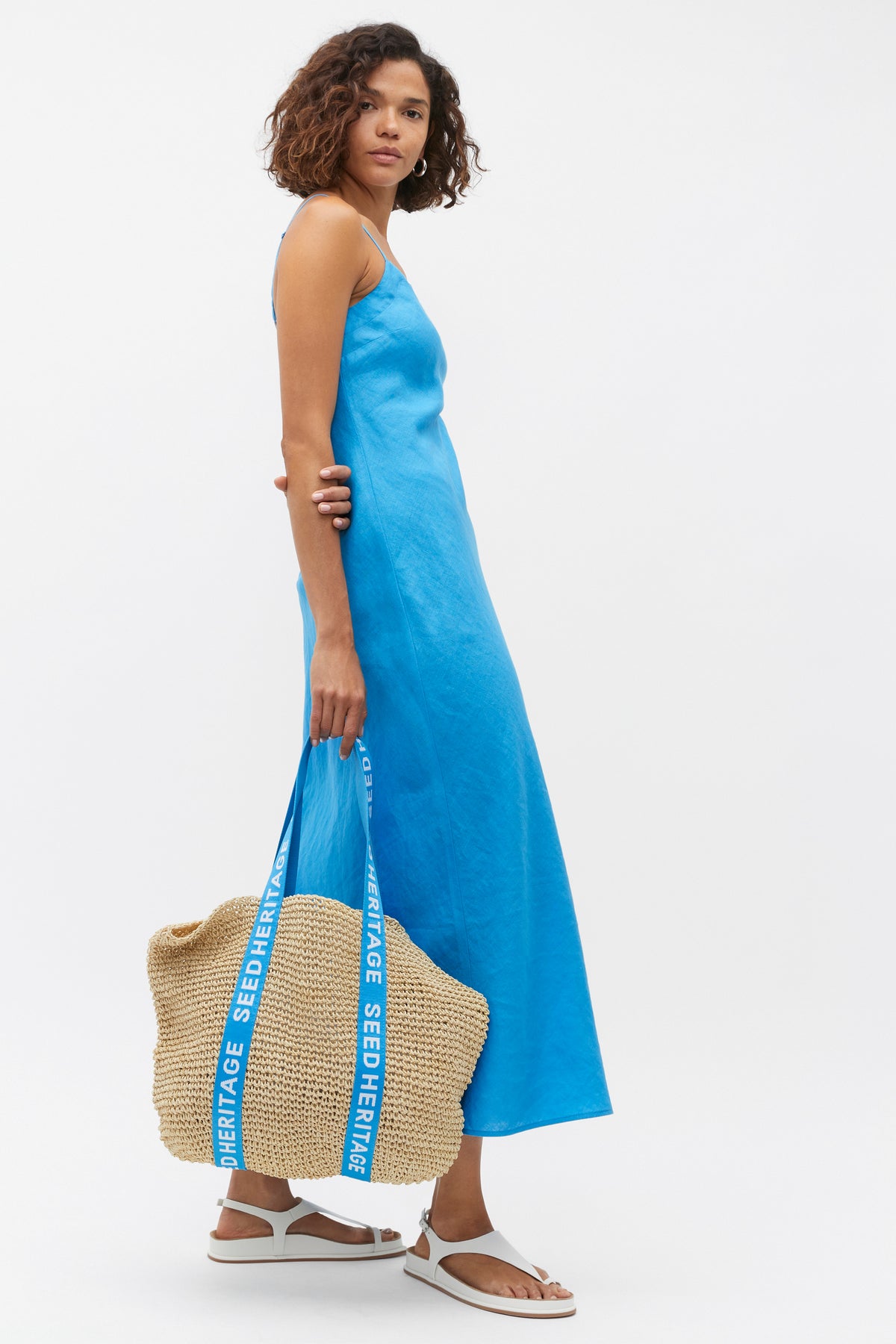 Core Linen Square Neck Slip Dress
