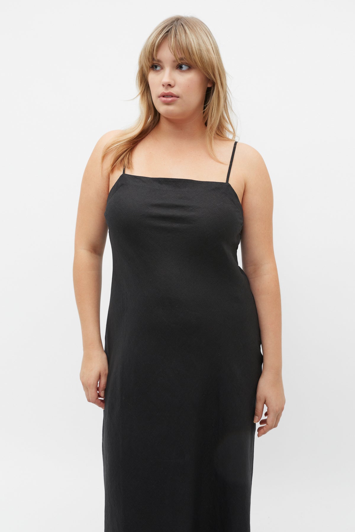 Core Linen Square Neck Slip Dress