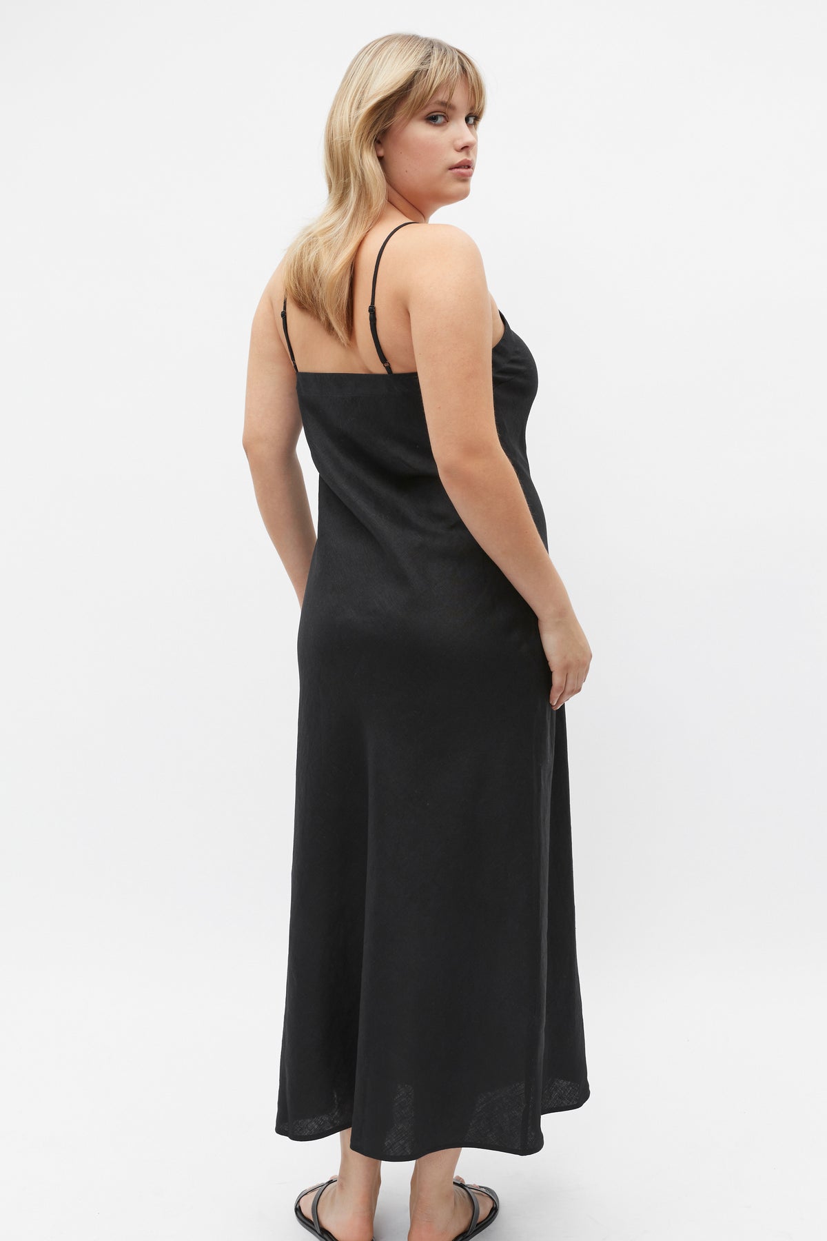 Core Linen Square Neck Slip Dress