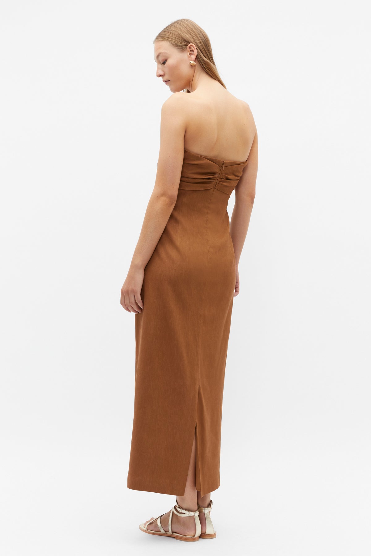 Tie Front Strapless Midi Dress