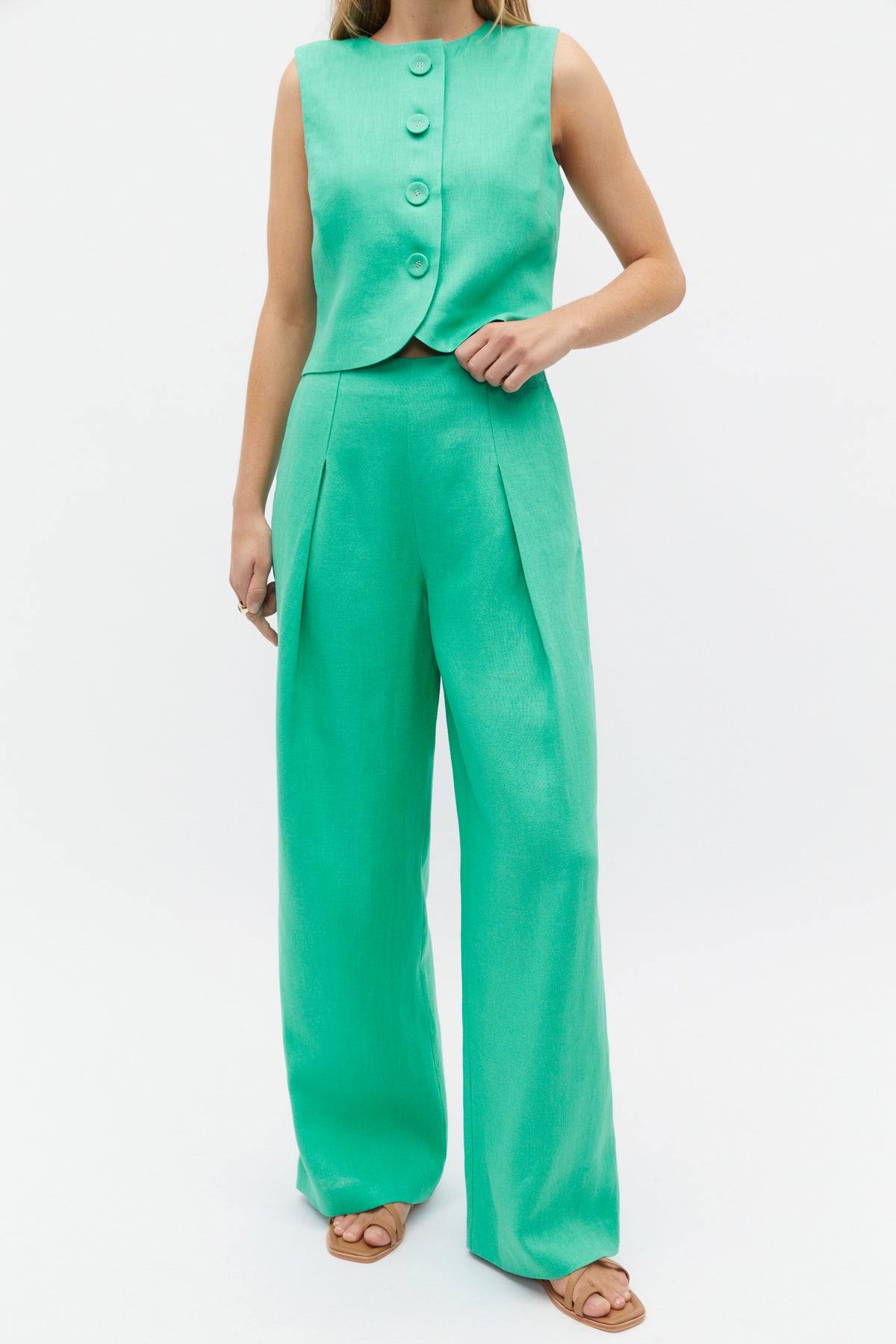 Linen Pleat Front Trouser