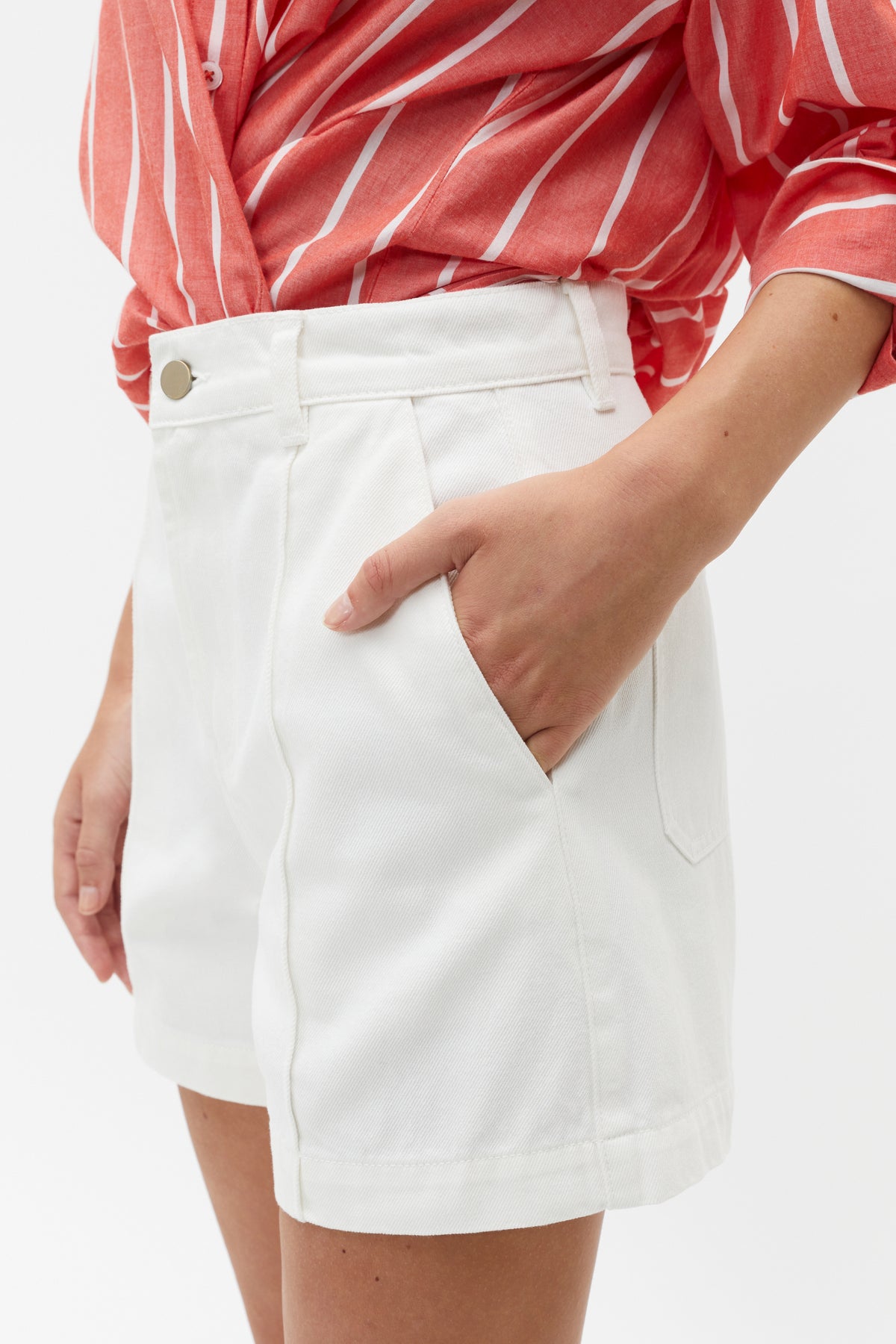 Denim Pintuck Short