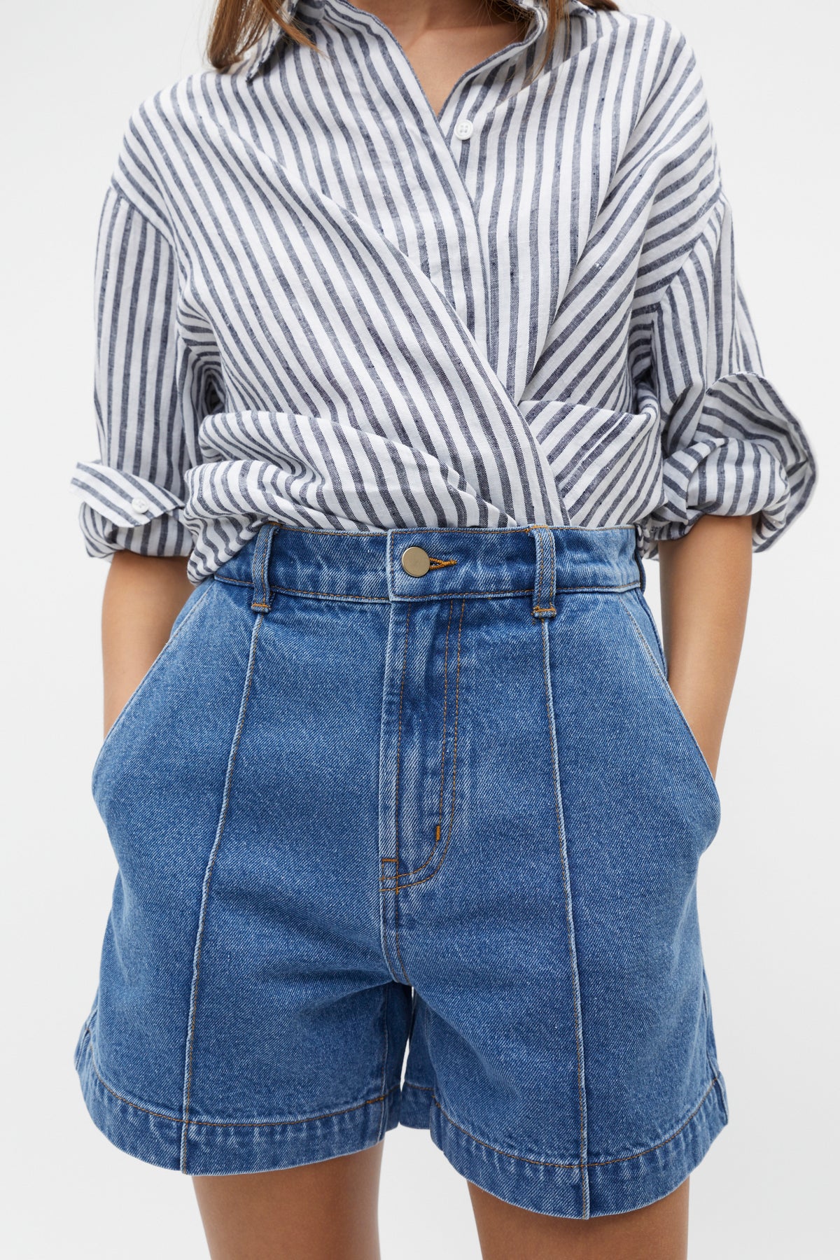 Denim Pintuck Short