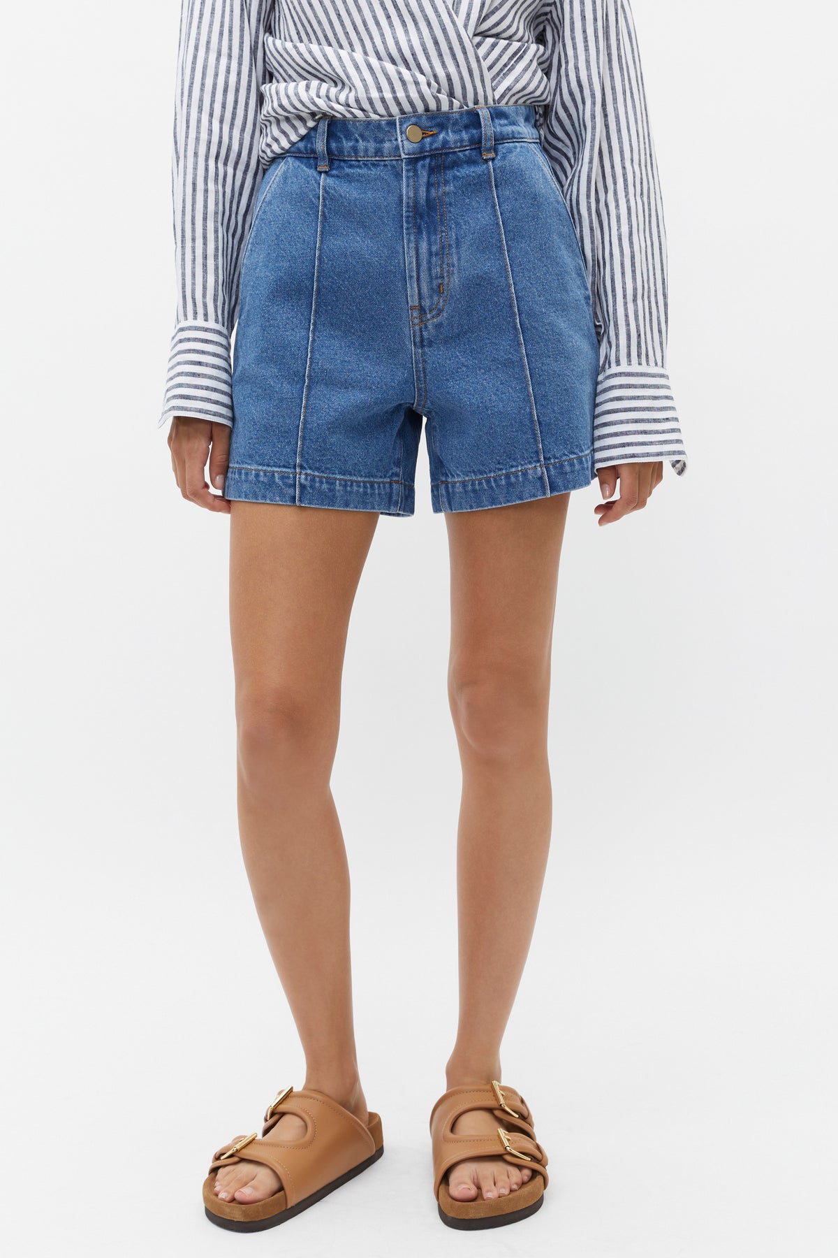 Denim Pintuck Short
