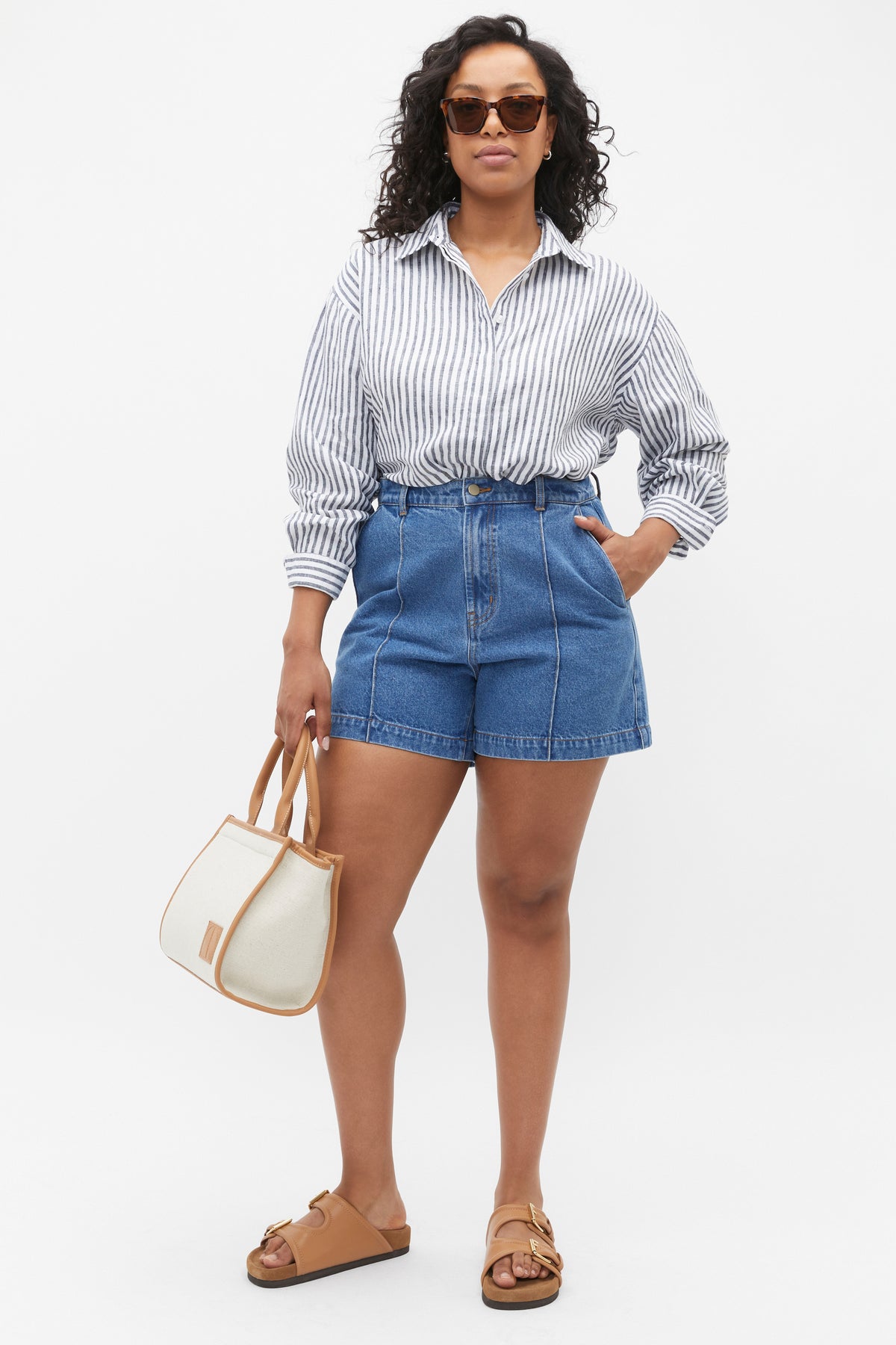 Denim Pintuck Short