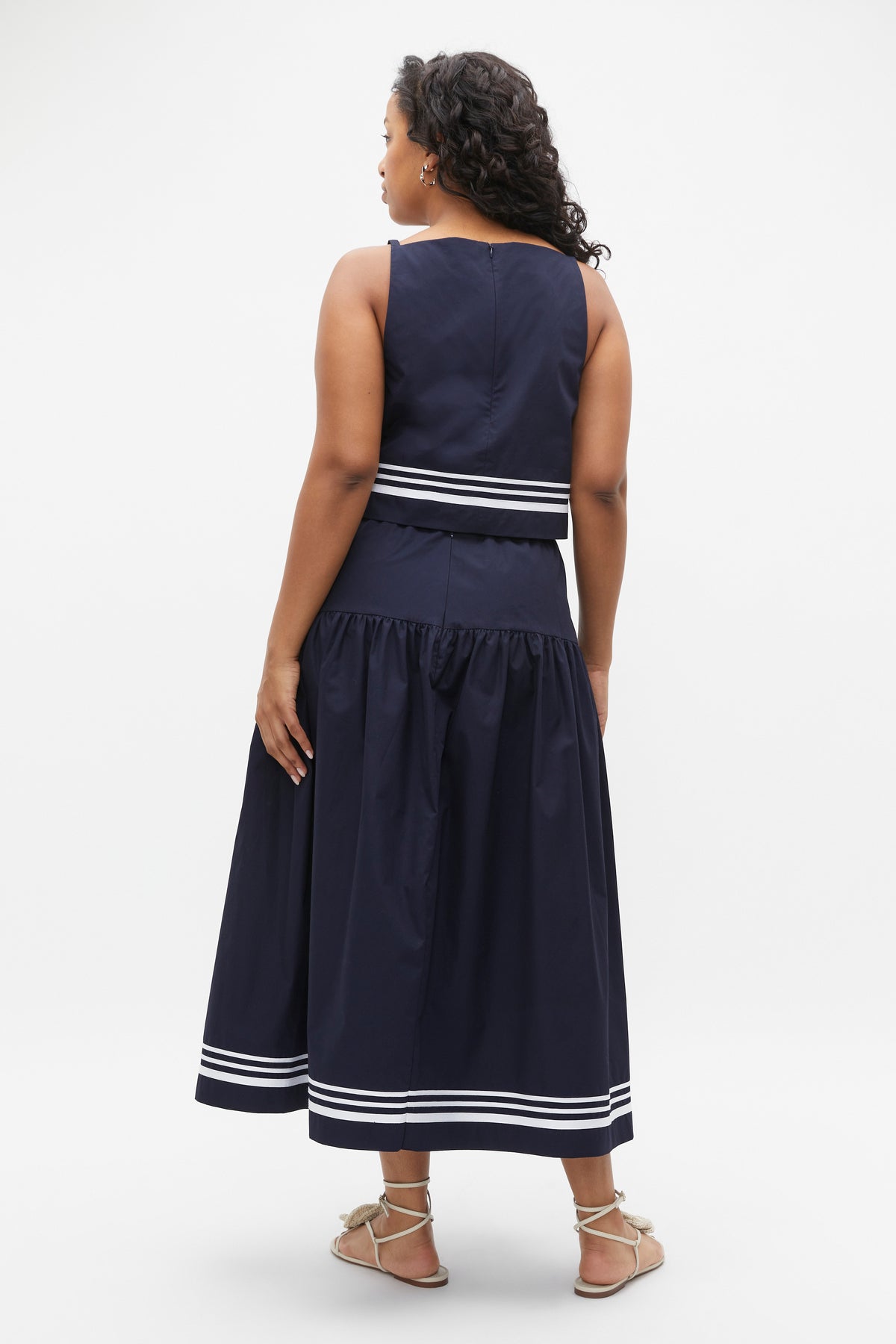 Poplin Stripe Trim Top