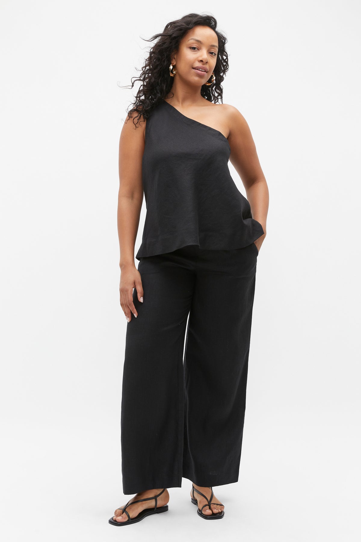 Linen One Shoulder Top