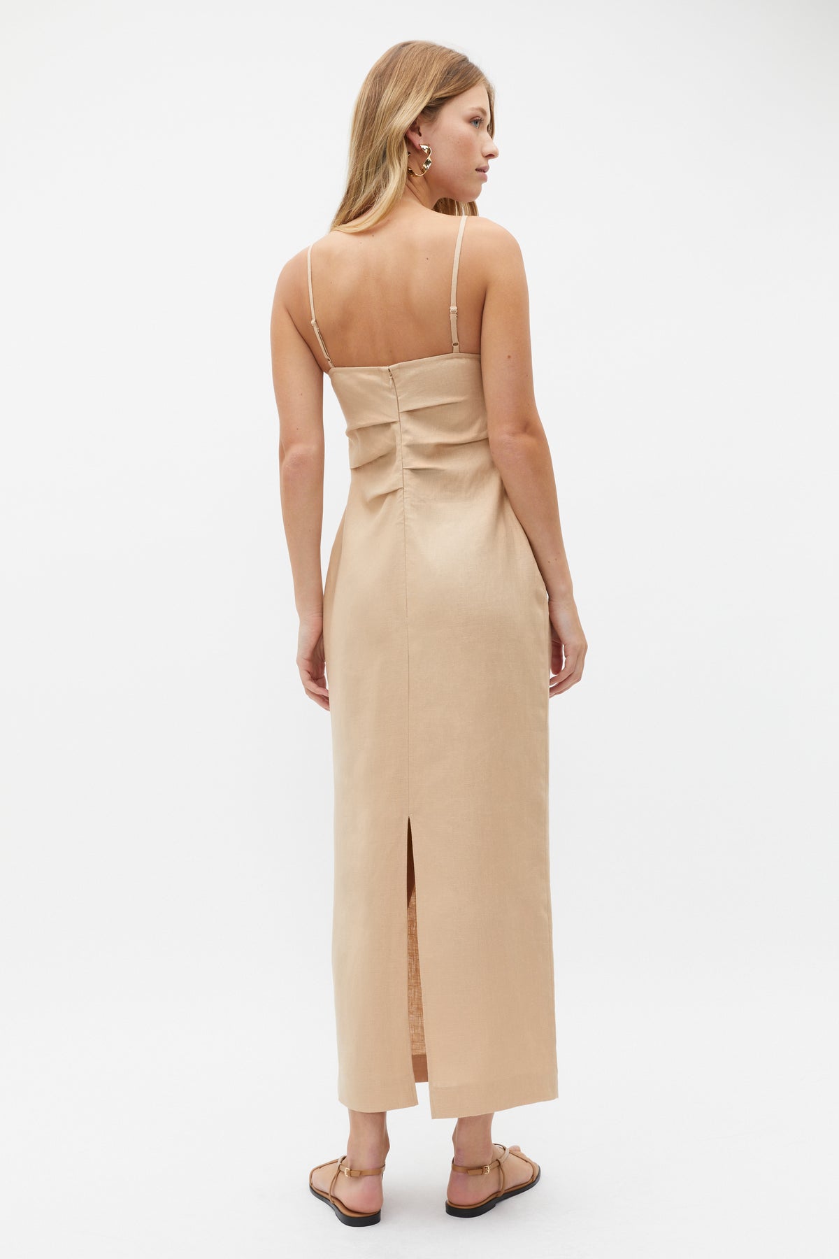 Linen Bustier Midi Dress