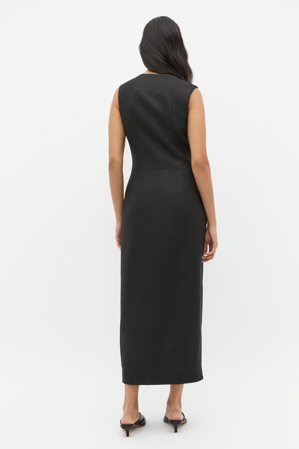 Linen Button Through Midi Dress