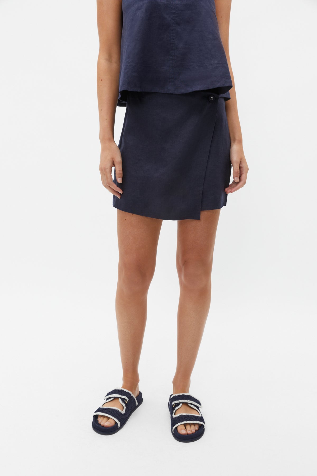 Linen Mini Wrap Skirt