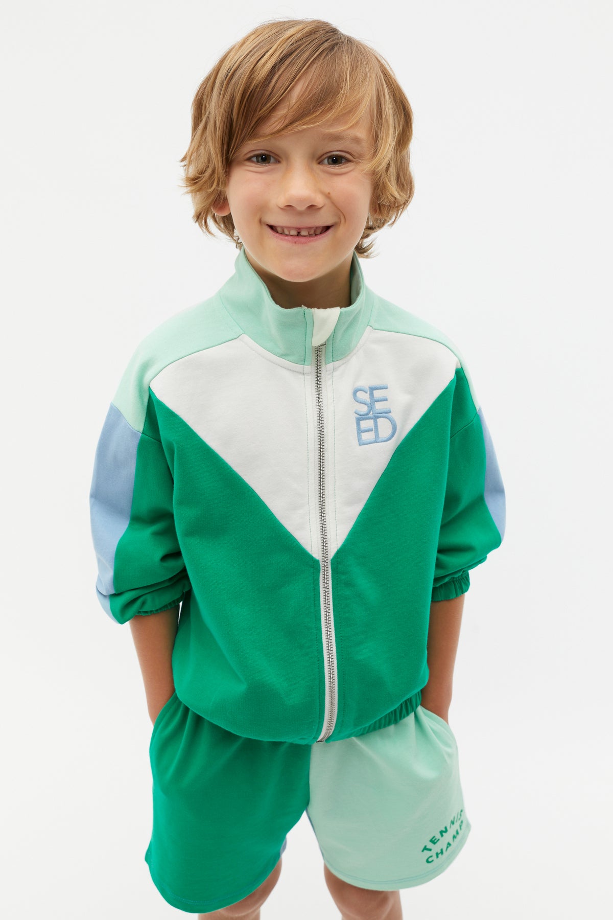 Spliced Zip Sweat