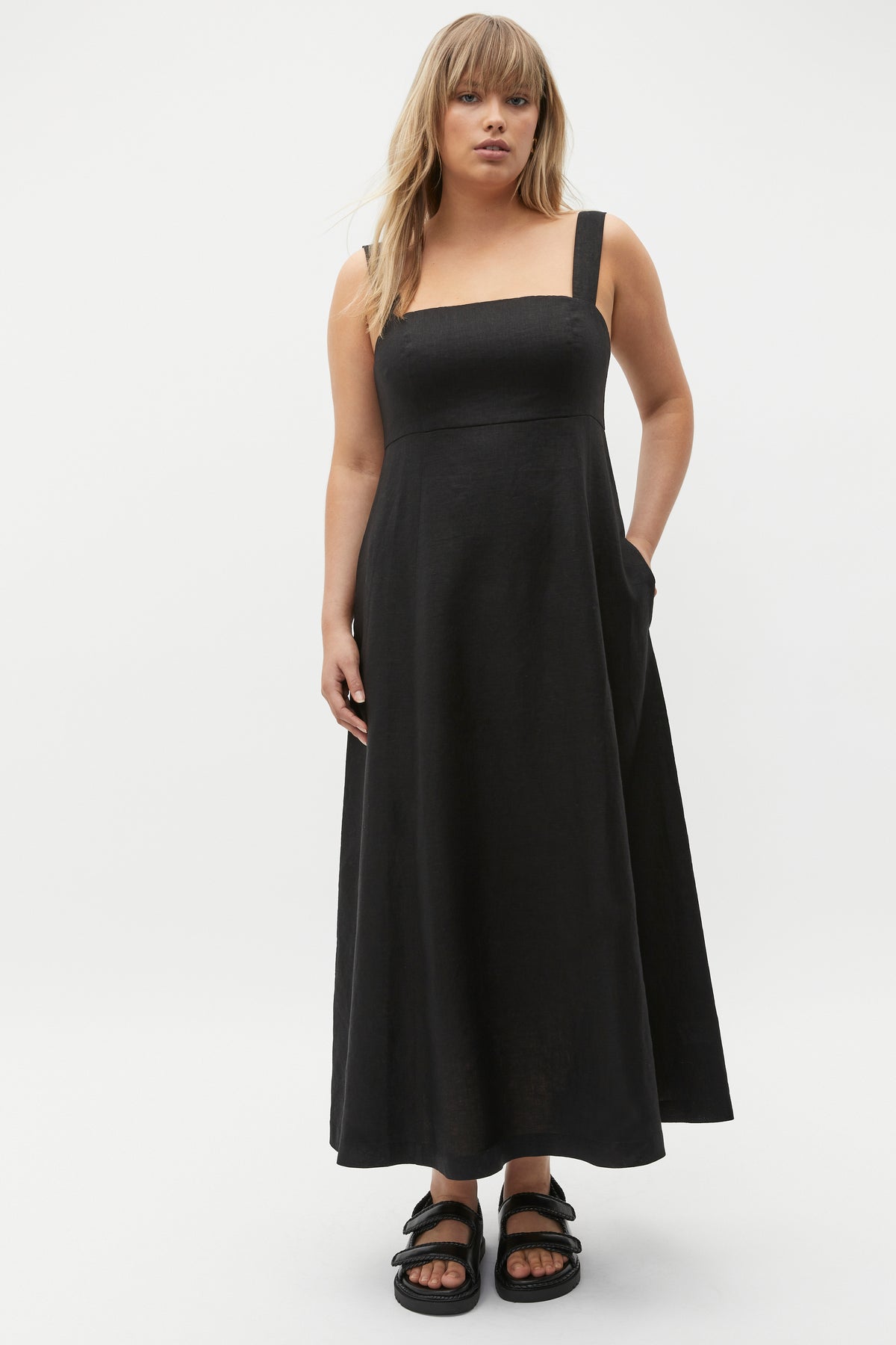 Linen Square Neck Sun Dress