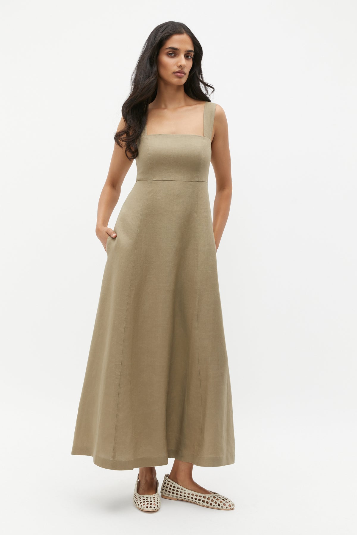 Linen Square Neck Sun Dress