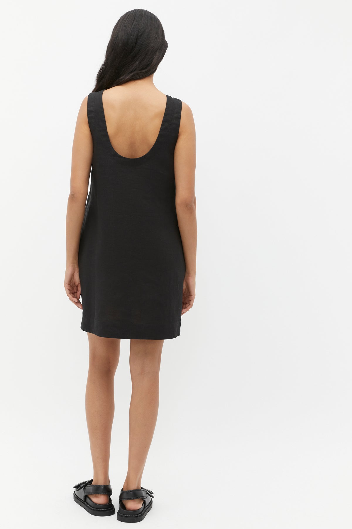 Linen Scoop Back Mini Dress