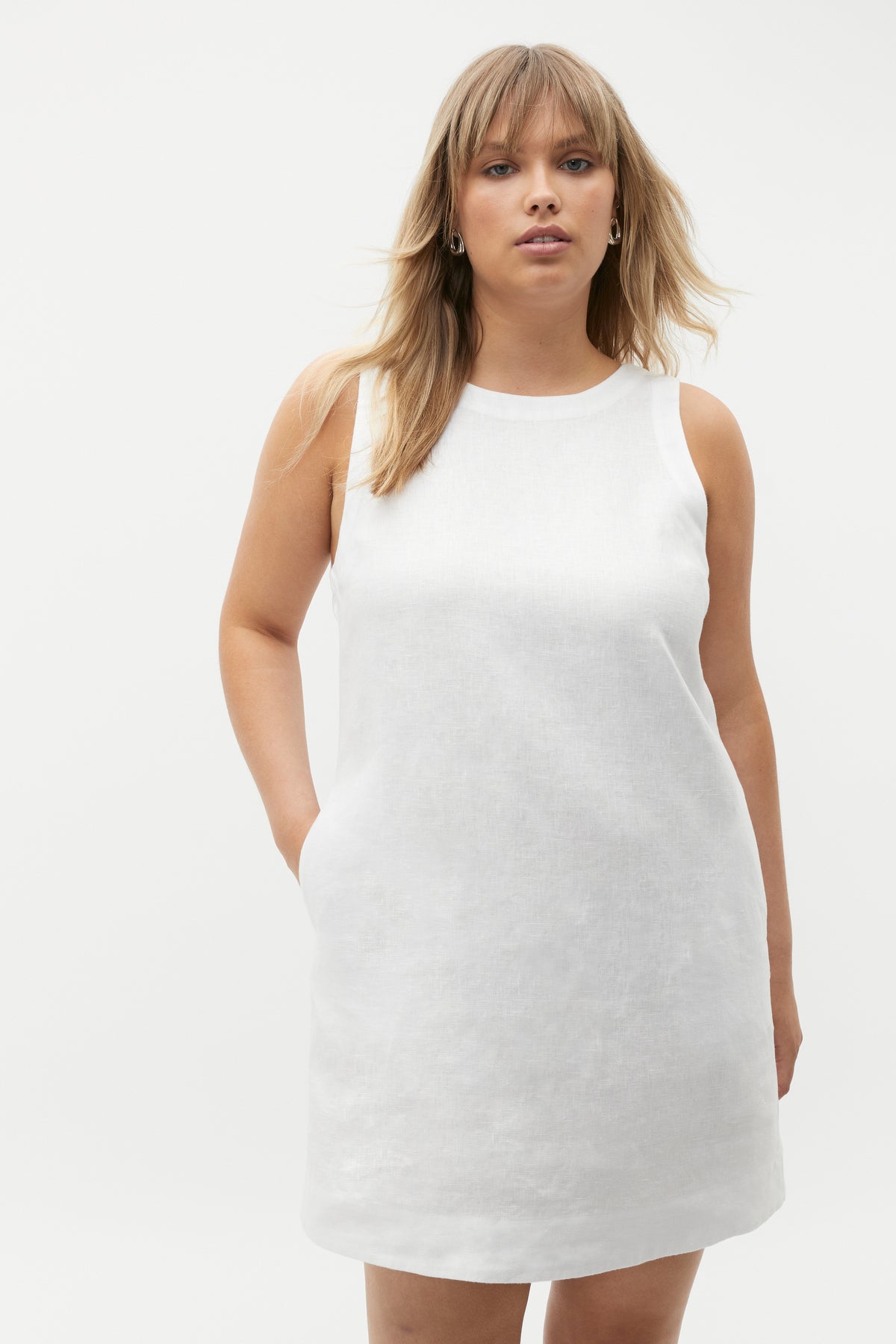 Linen Scoop Back Mini Dress