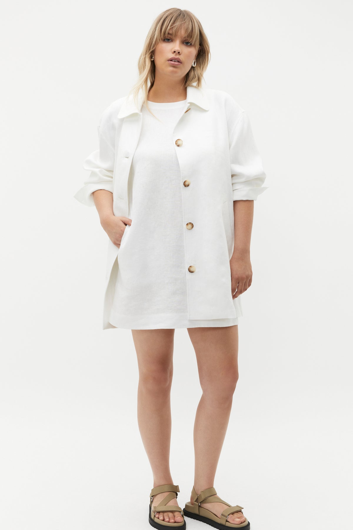 Linen Scoop Back Mini Dress
