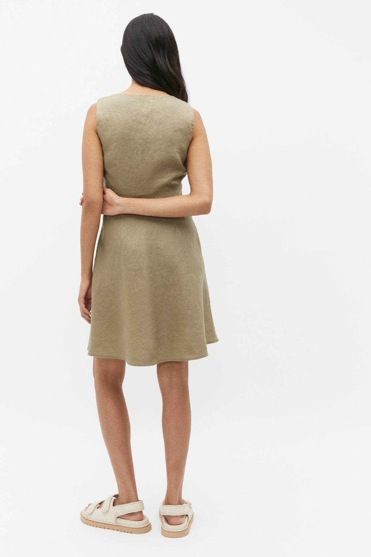 Linen Twist Front Mini Dress