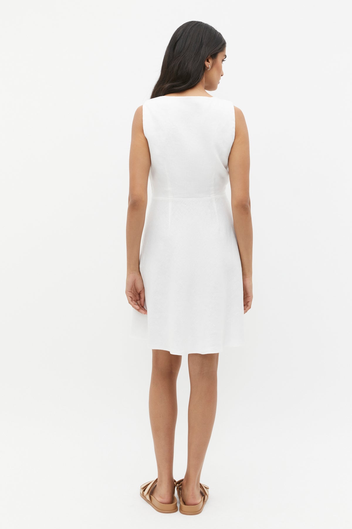 Linen Twist Front Mini Dress