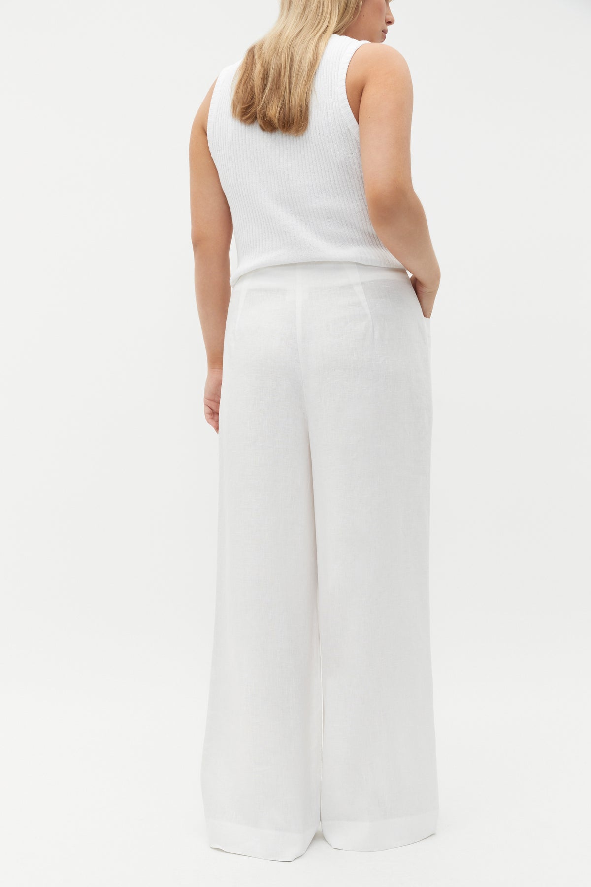 Linen High Rise Pleat Pant