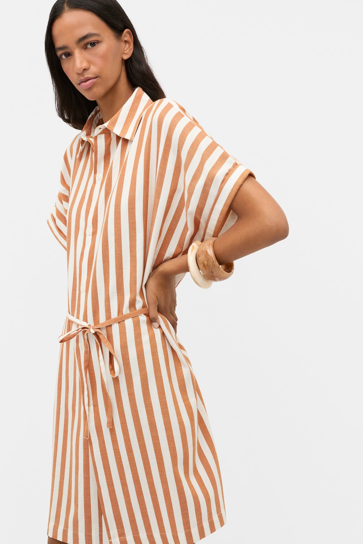 Stripe Collar Detail Poncho