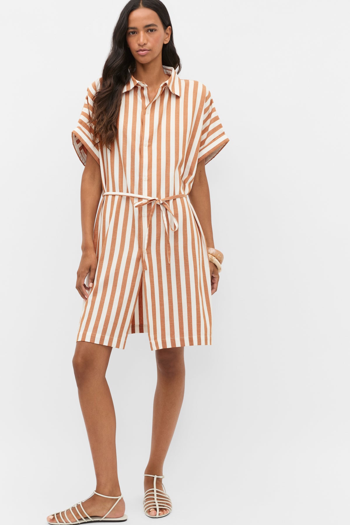 Stripe Collar Detail Poncho