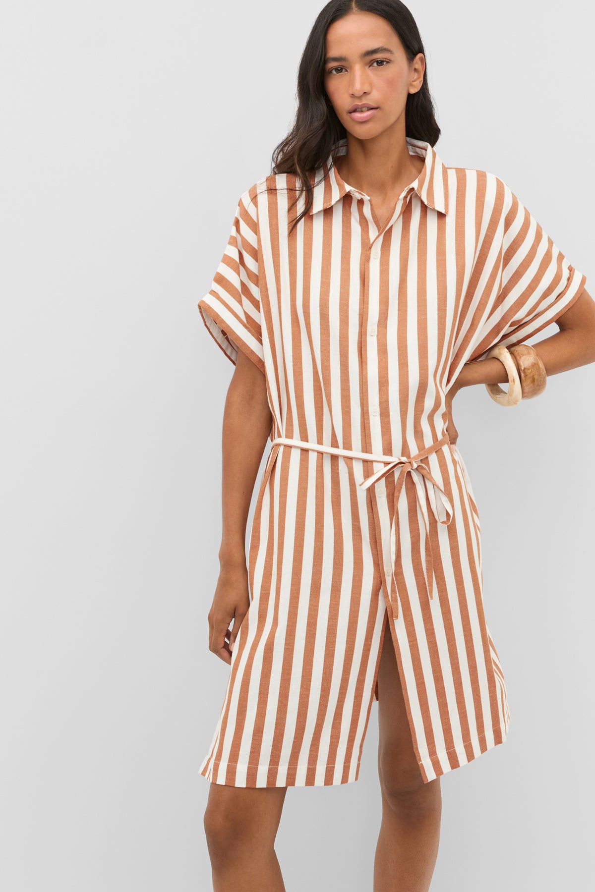 Stripe Collar Detail Poncho