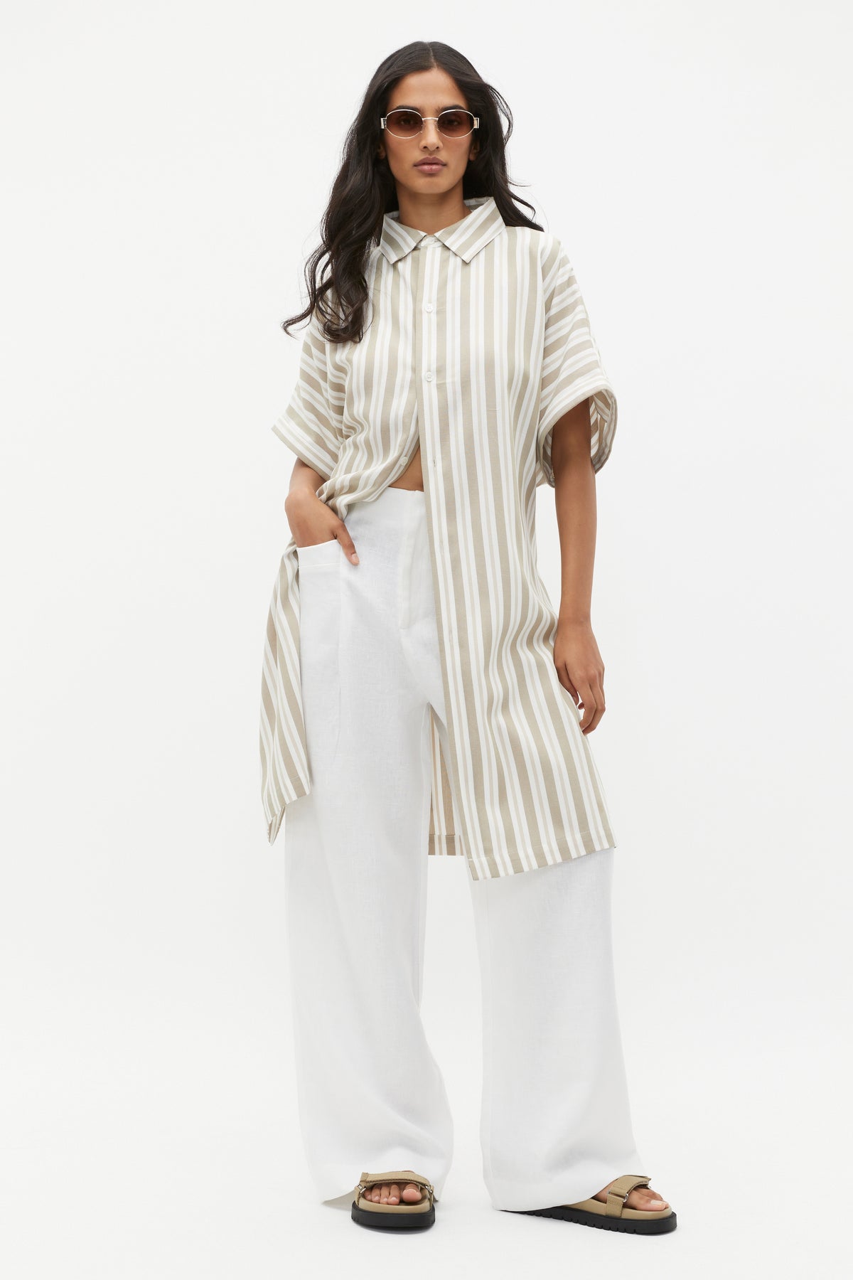 Stripe Collar Detail Poncho
