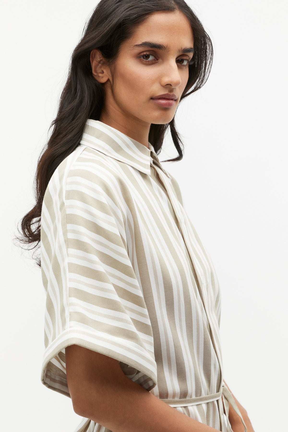 Stripe Collar Detail Poncho