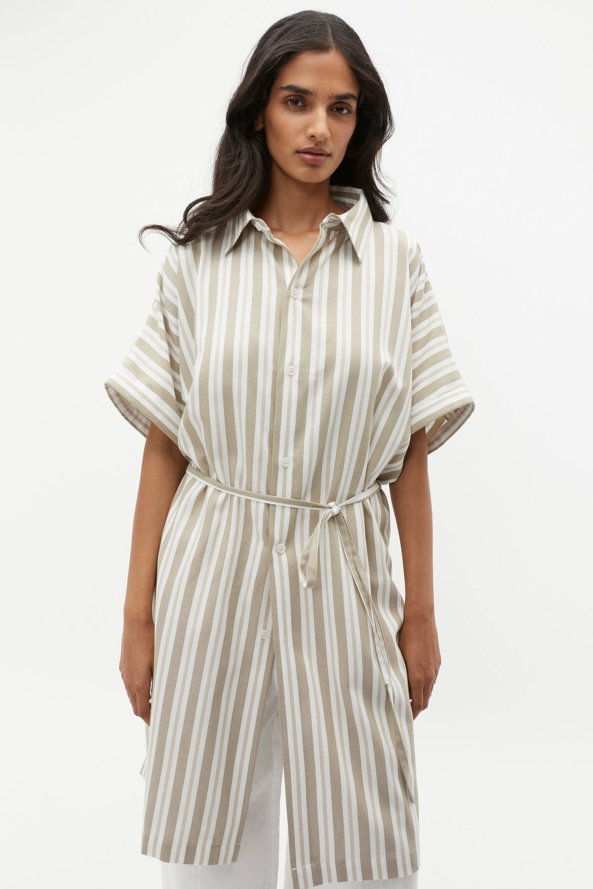 Stripe Collar Detail Poncho