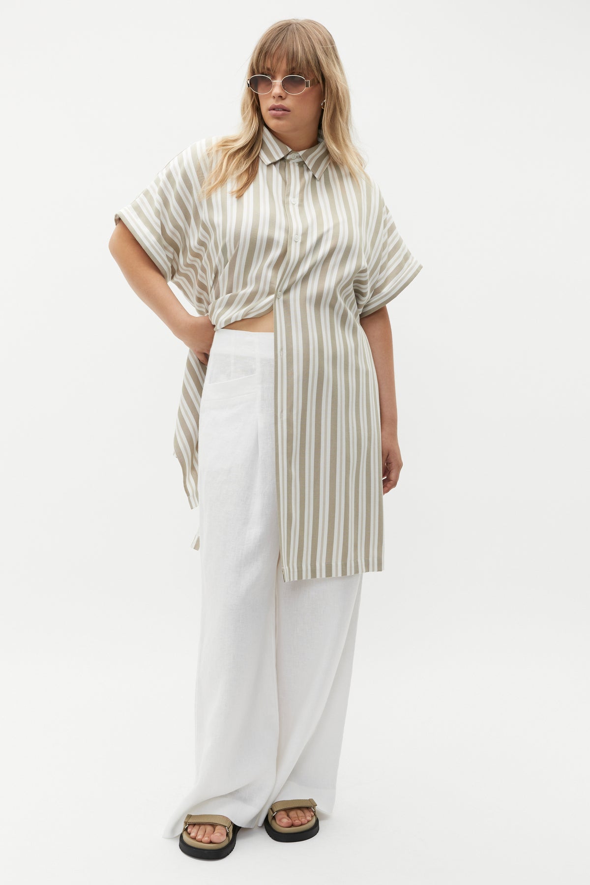 Stripe Collar Detail Poncho