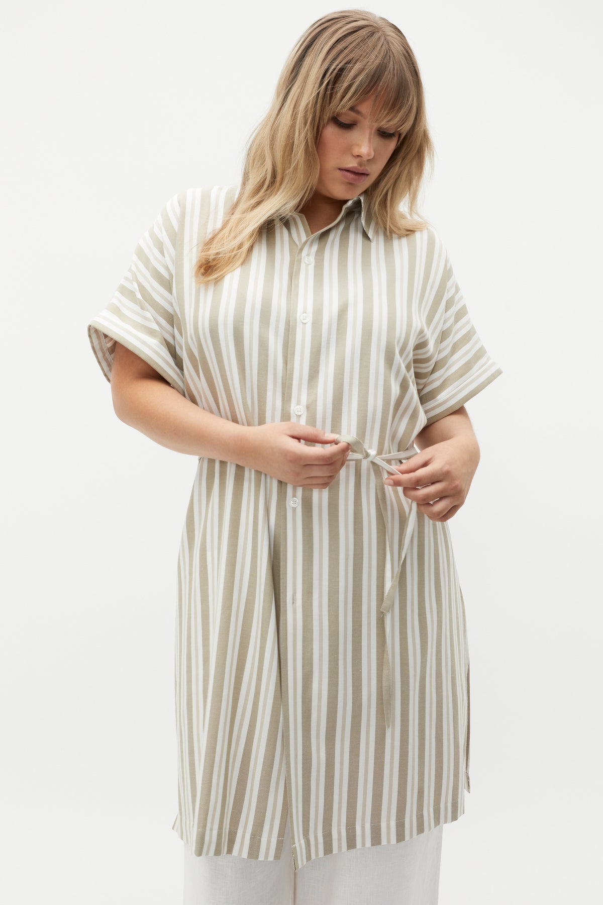 Stripe Collar Detail Poncho