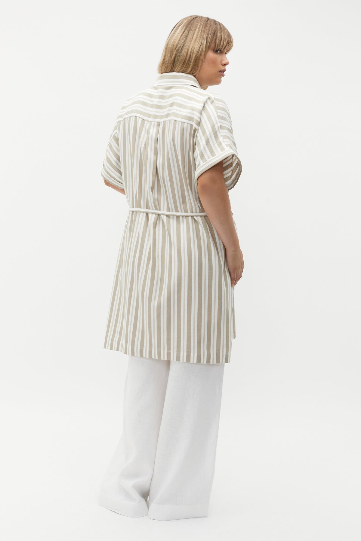 Stripe Collar Detail Poncho
