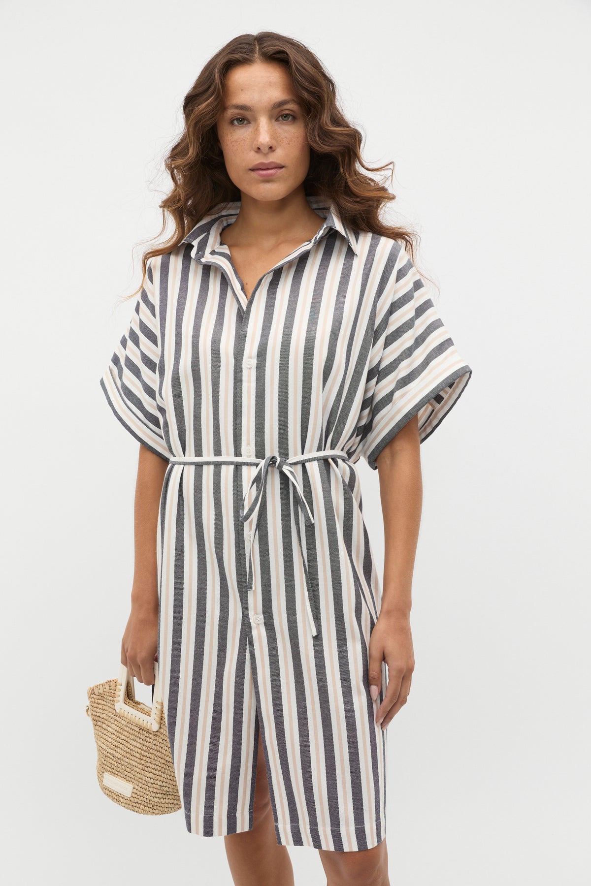 Stripe Collar Detail Poncho