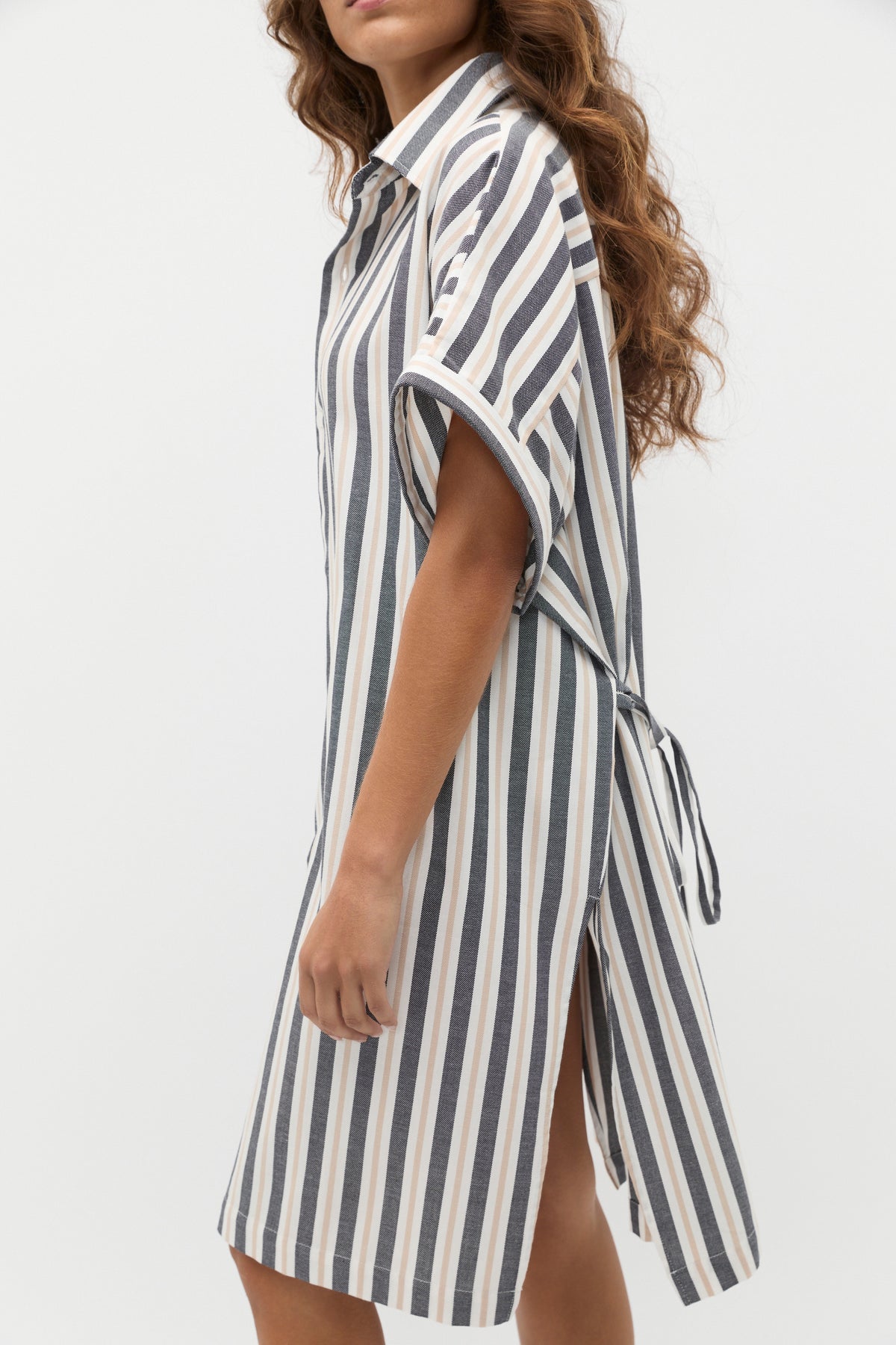 Stripe Collar Detail Poncho