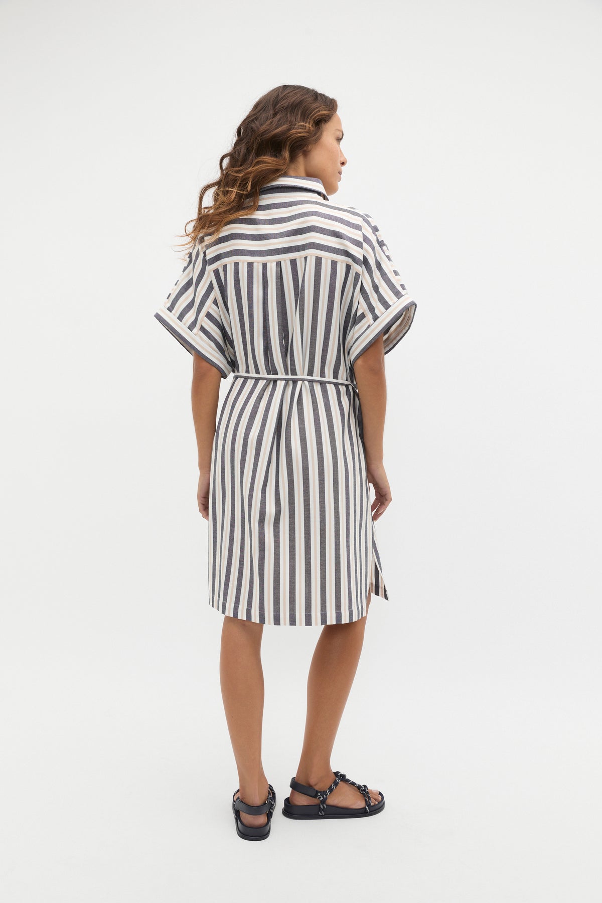 Stripe Collar Detail Poncho