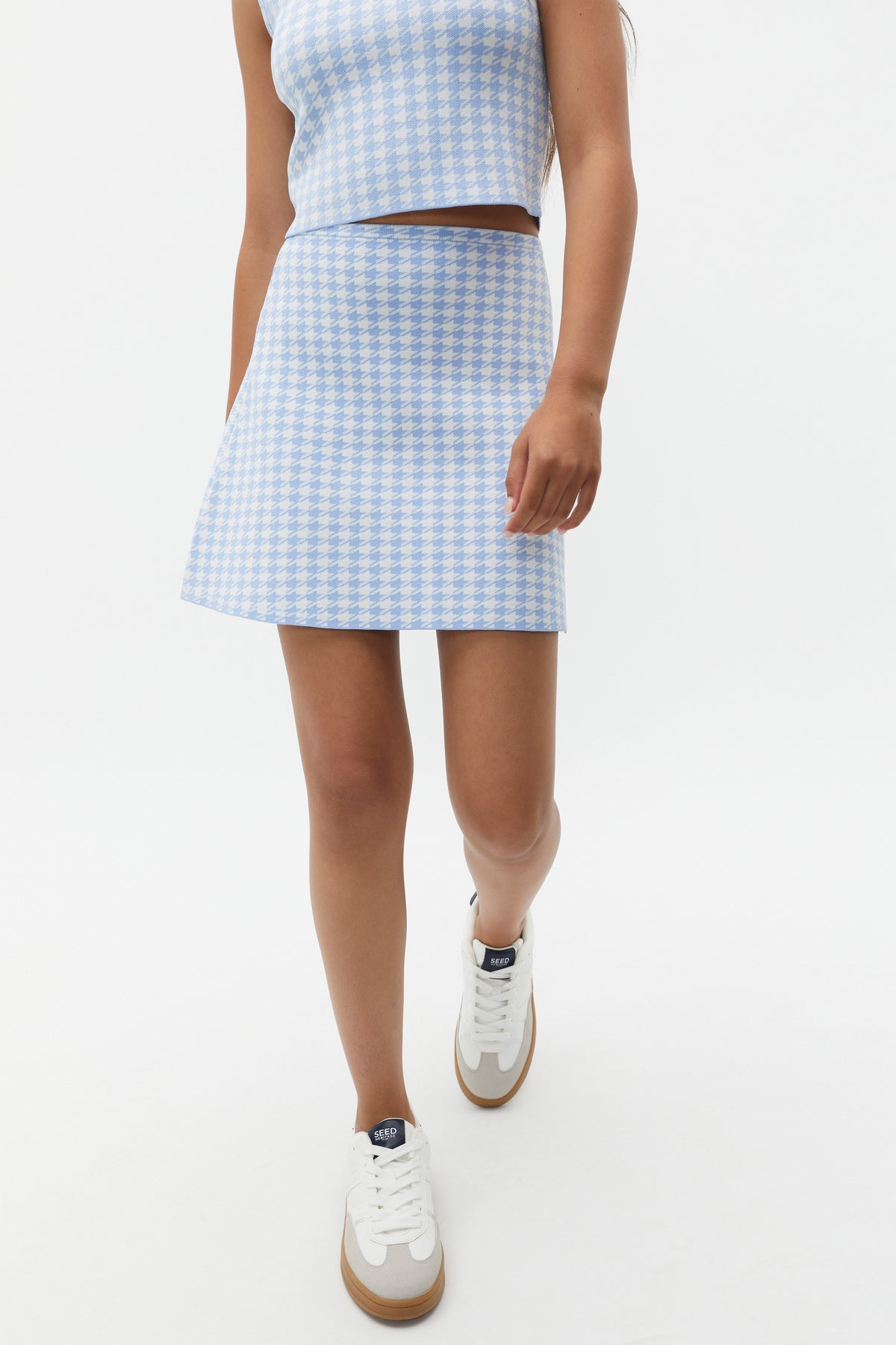 Houndstooth Knit Skirt