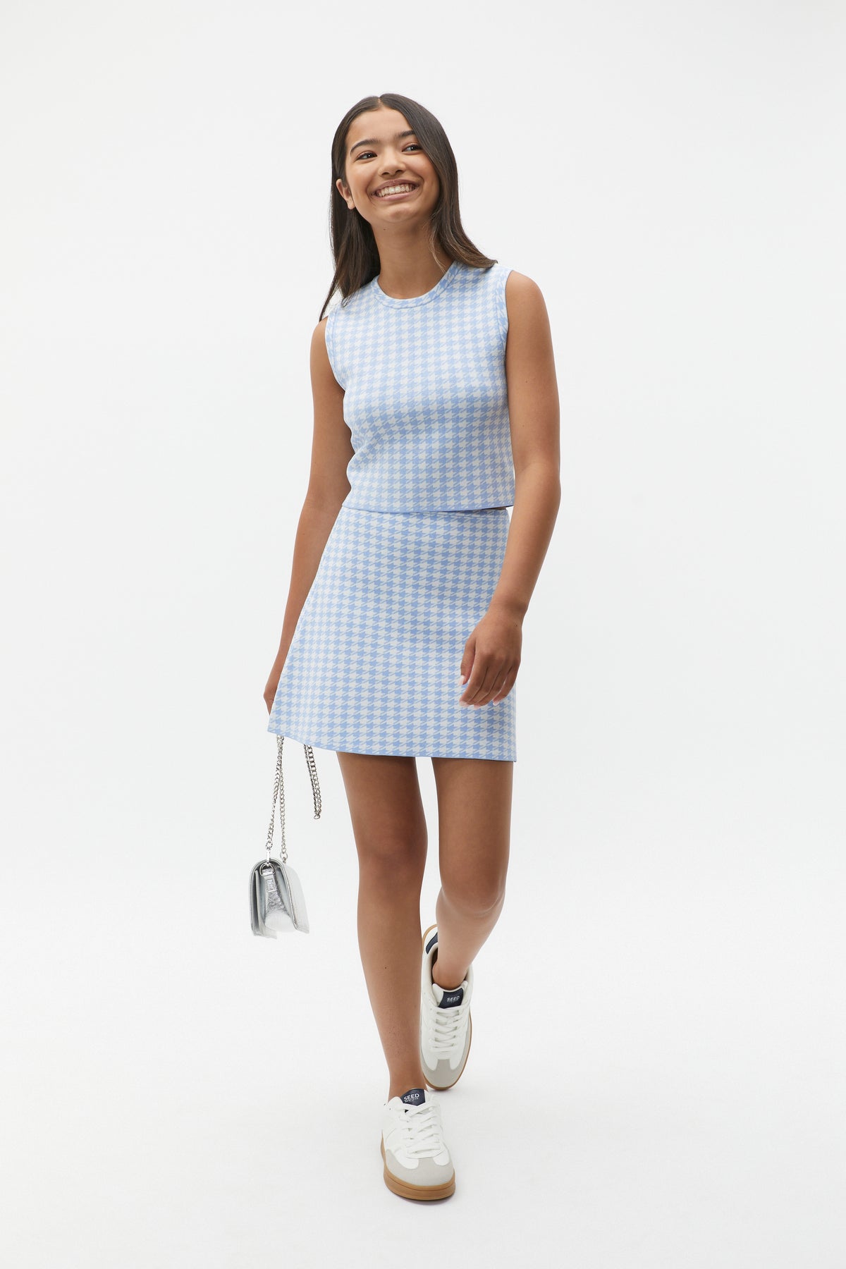 Houndstooth Knit Skirt